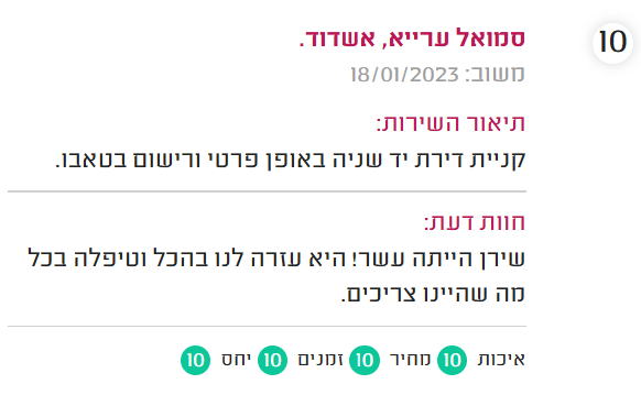 המלצה מדרג